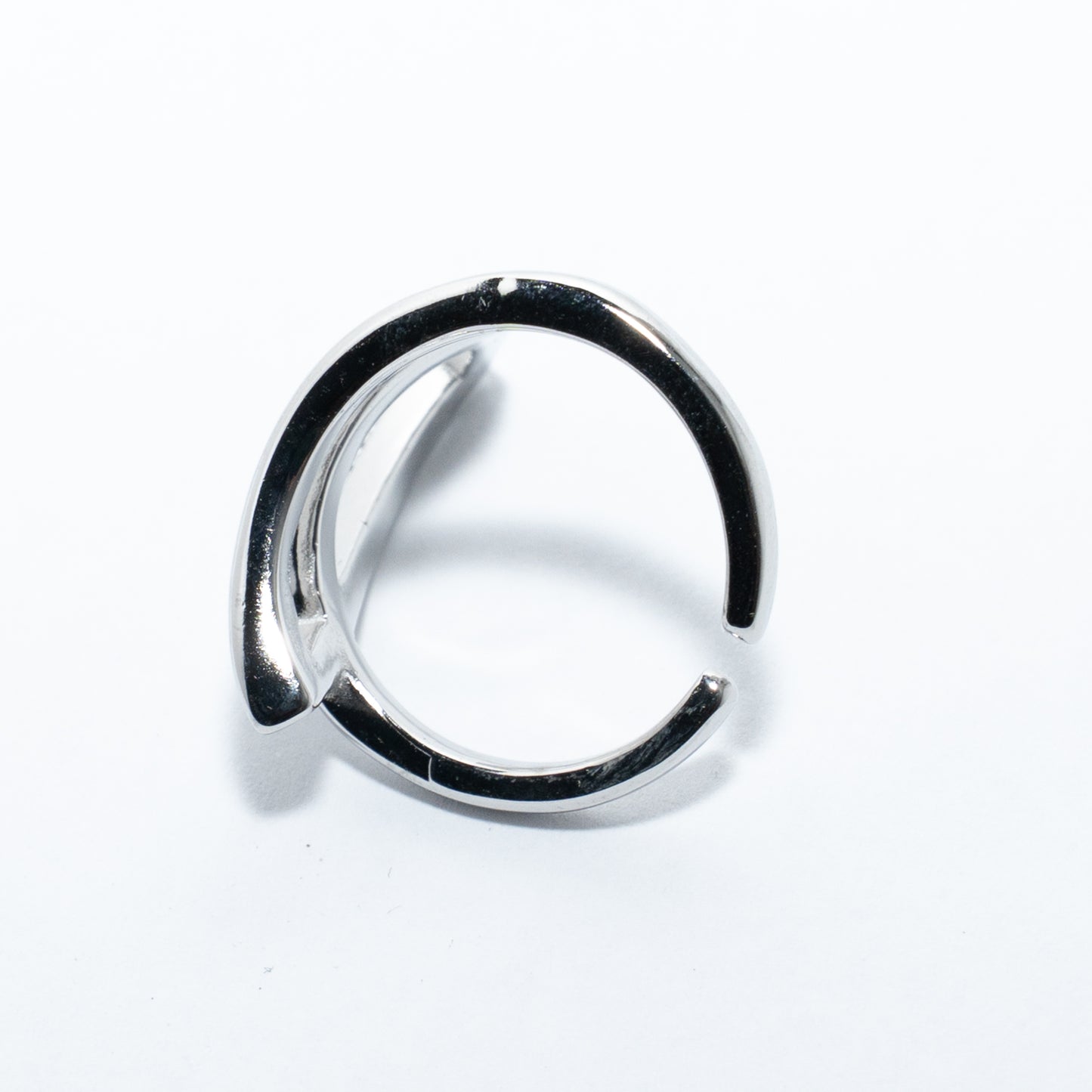 Bague argentée strass ajustable – acier inoxydable waterproof