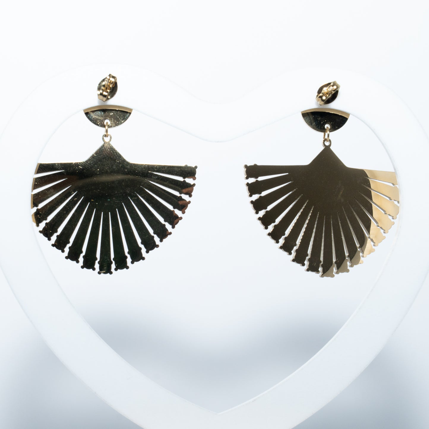 Boucles d'oreilles dorées éventail – acier inoxydable waterproof