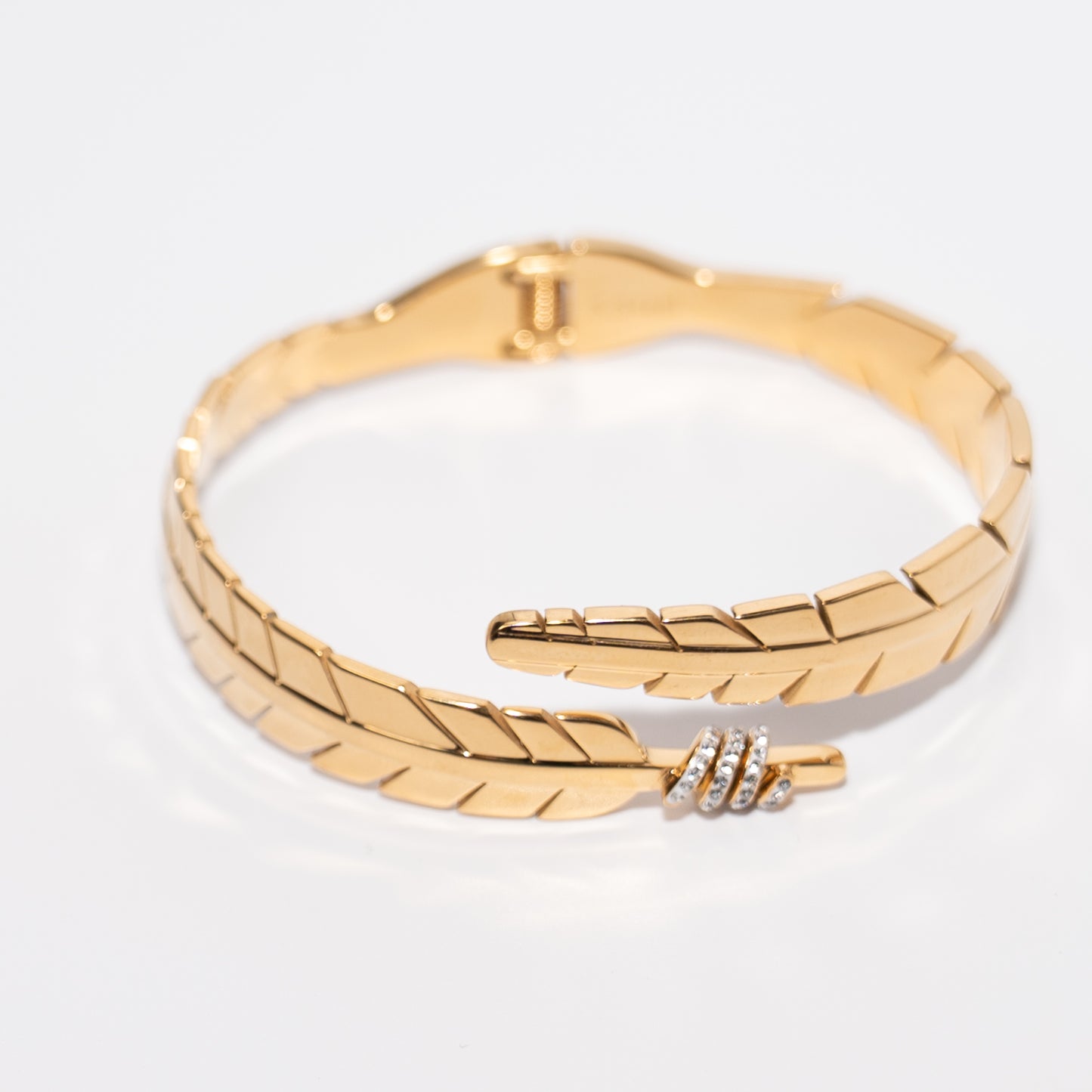 Bracelet doré feuille et billes diamant – acier inoxydable waterproof