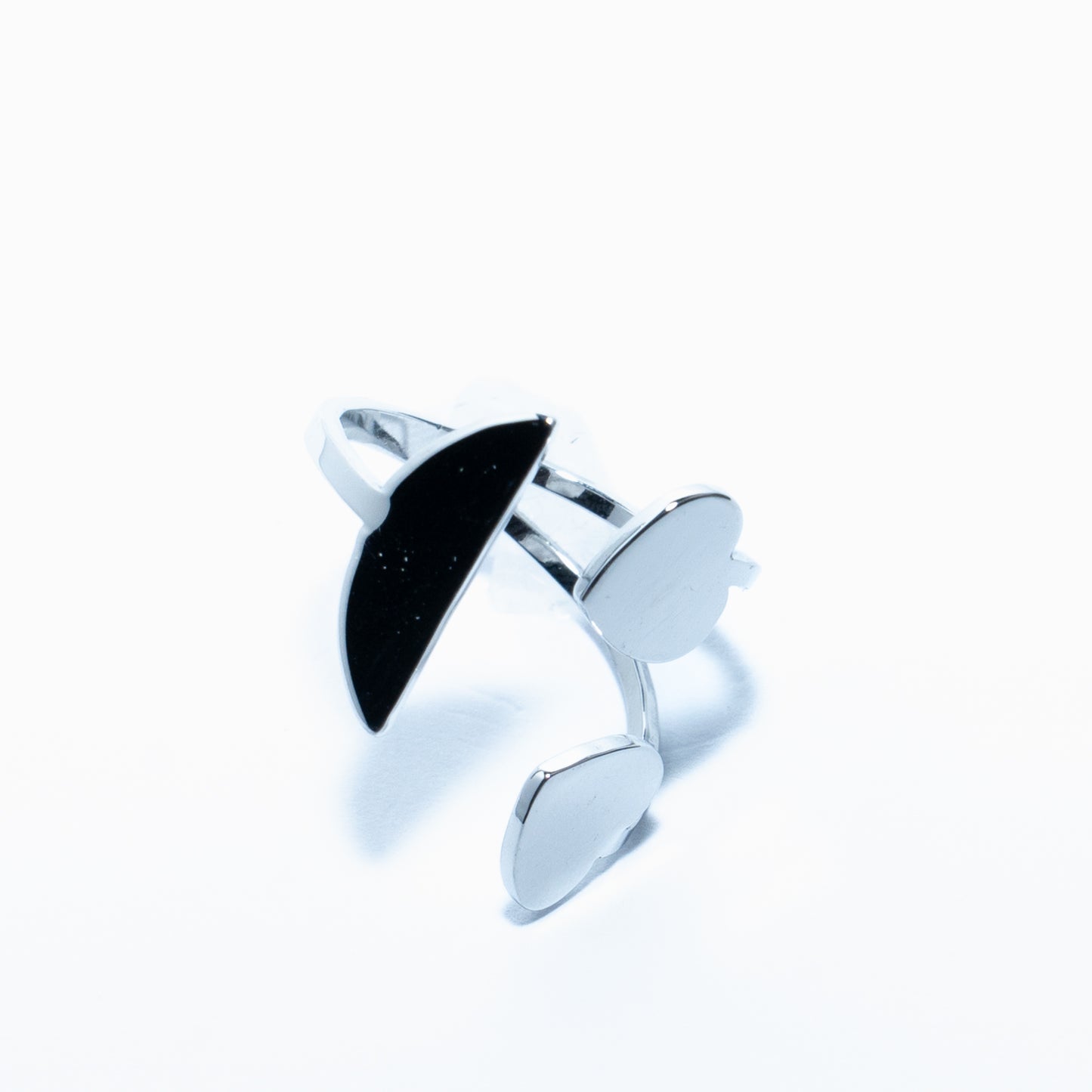 Bague argentée double cœurs ajustable – acier inoxydable waterproof