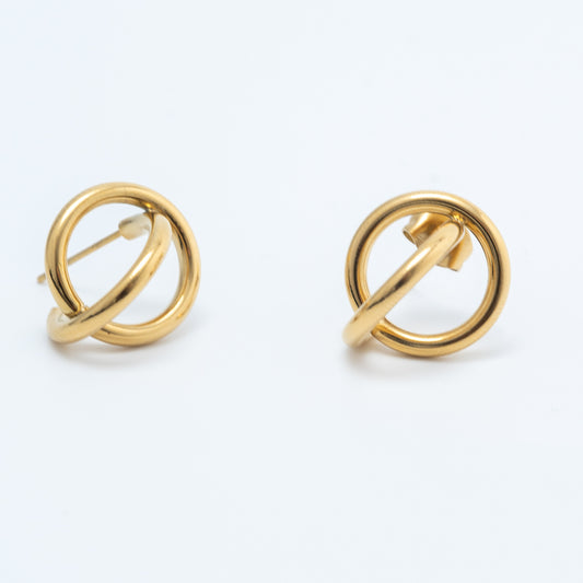 Boucles d'oreilles dorées entrelacées en acier inoxydable waterproof