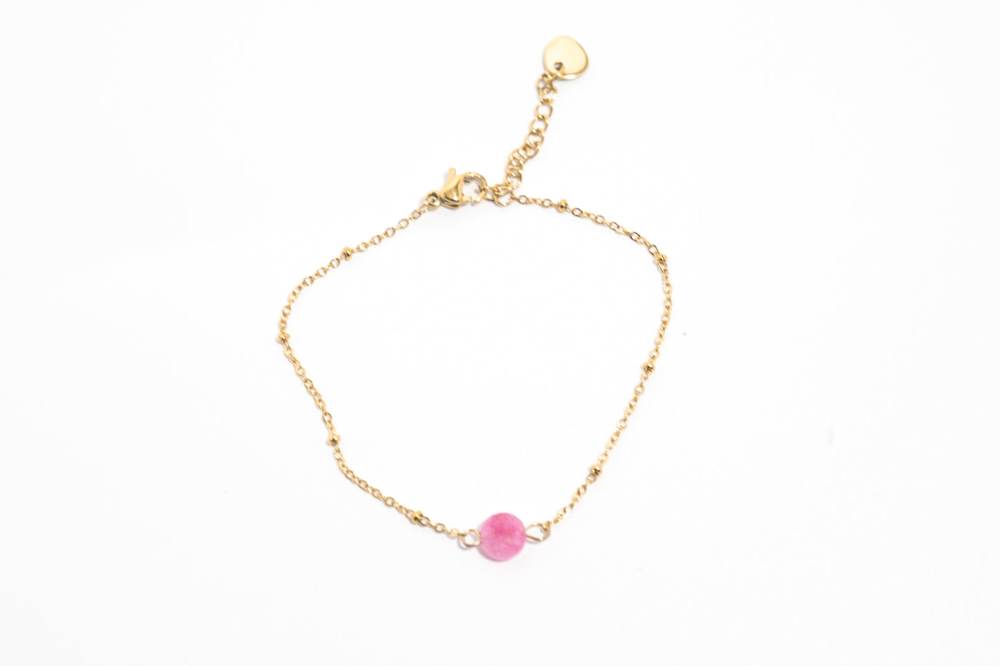 Lot 6 bracelets dorés perles roses – acier inoxydable waterproof