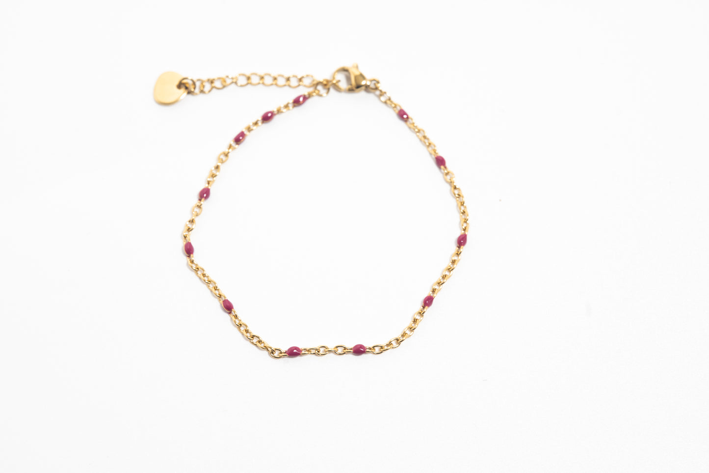 Lot 6 bracelets dorés perles roses – acier inoxydable waterproof