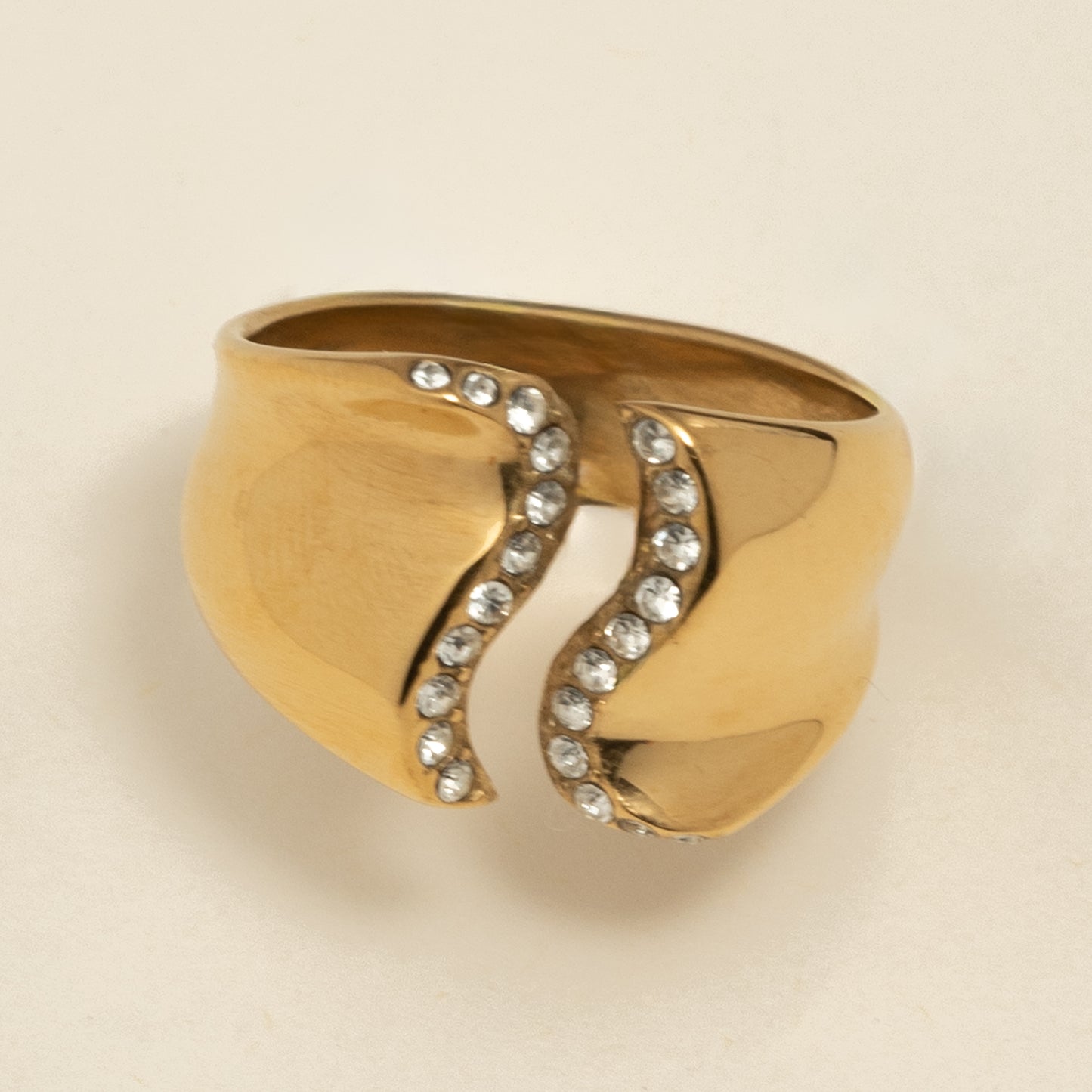 Bague ouverte plaquée or 18K – Acier inoxydable - TAILLE 7