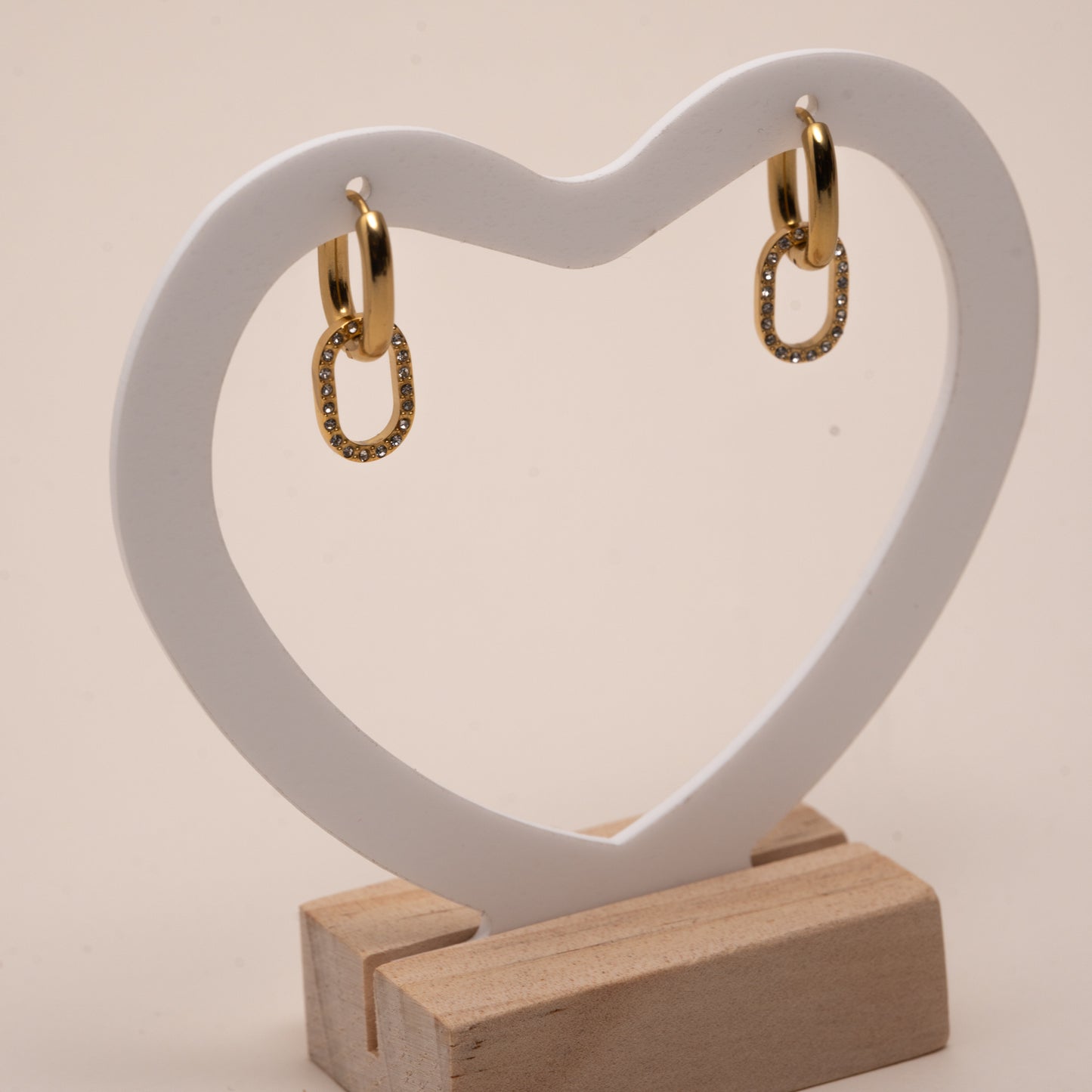 Boucles d'oreilles doré-strass en acier inoxydable