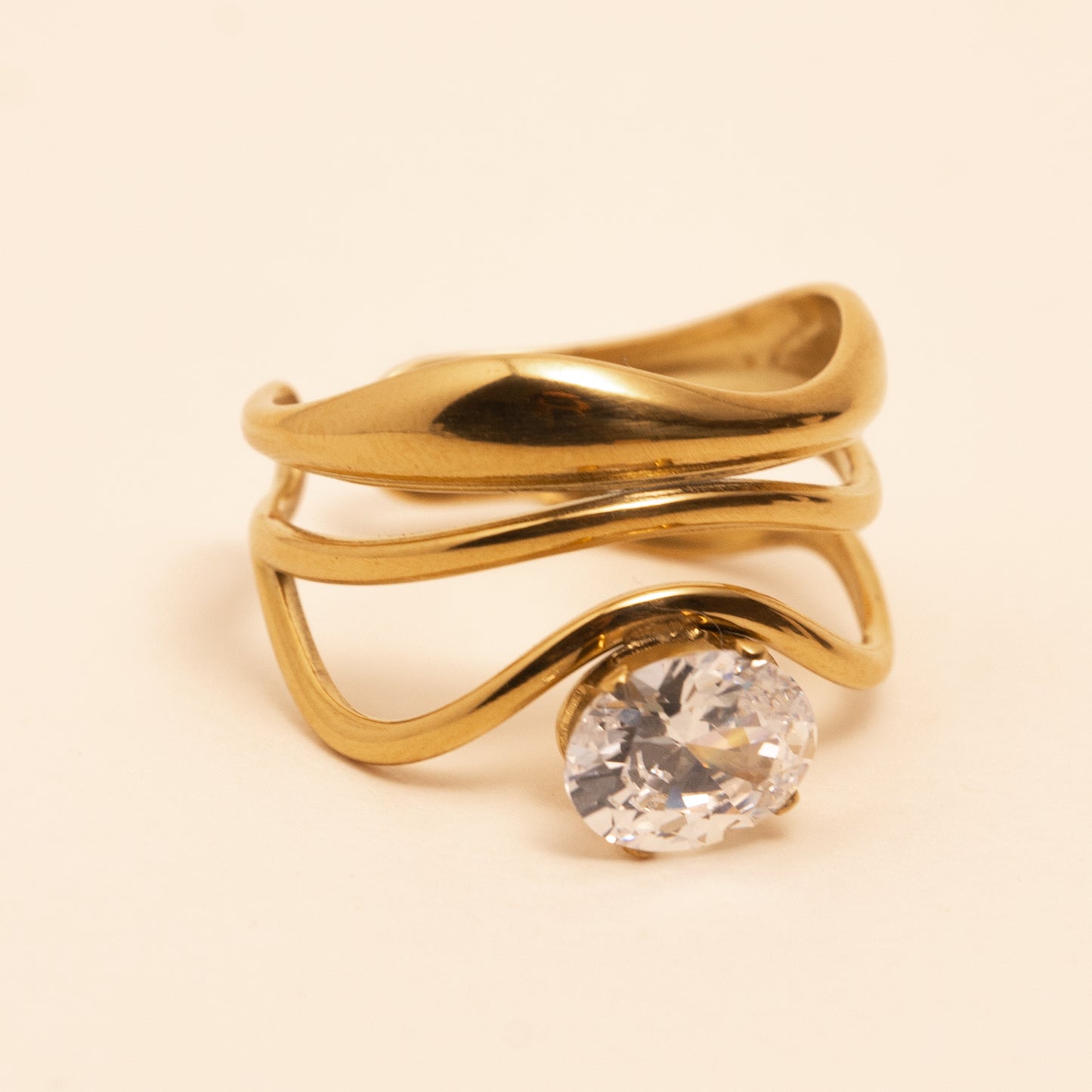 bage  strass , doré , élégante en acier inoxydable