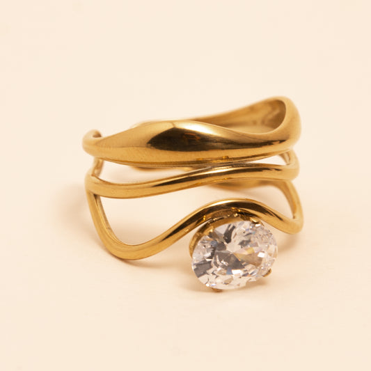 bage  strass , doré , élégante en acier inoxydable