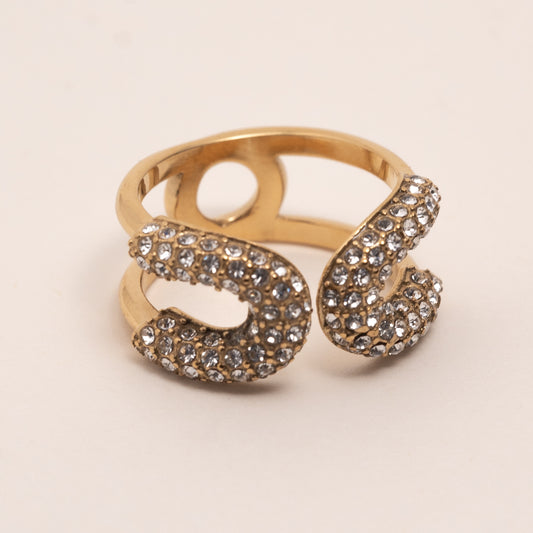 bague acier inoxydable doré, plaqué or 18K .Taille ajustable, Nasy Steel