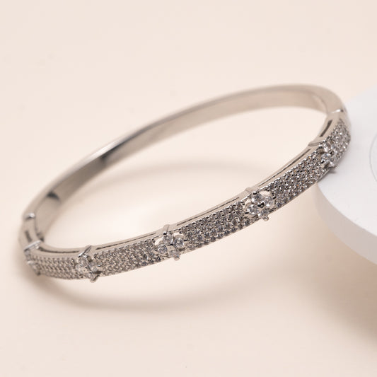 Bracelet argenté avec strass- acier inoxydable