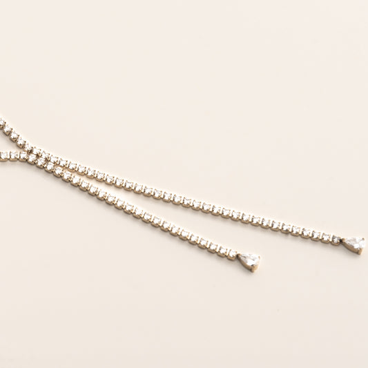 collier rivière doré en acier inoxydable et strass 