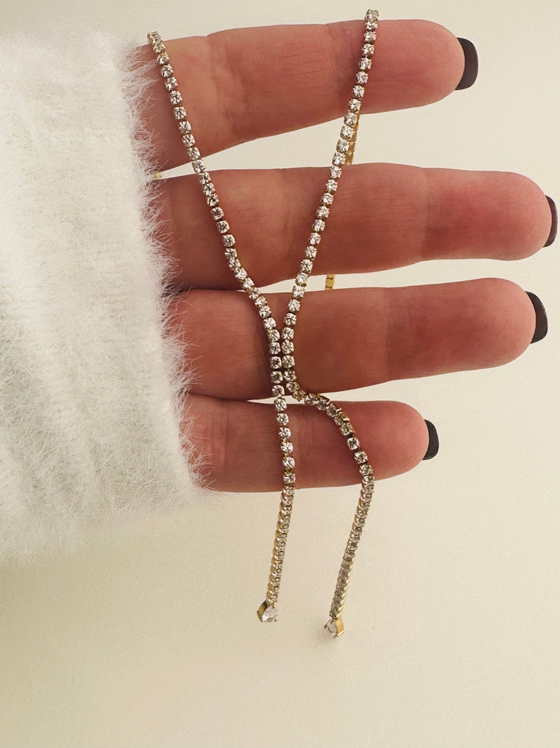 Collier rivière doré en acier inoxydable et strass 