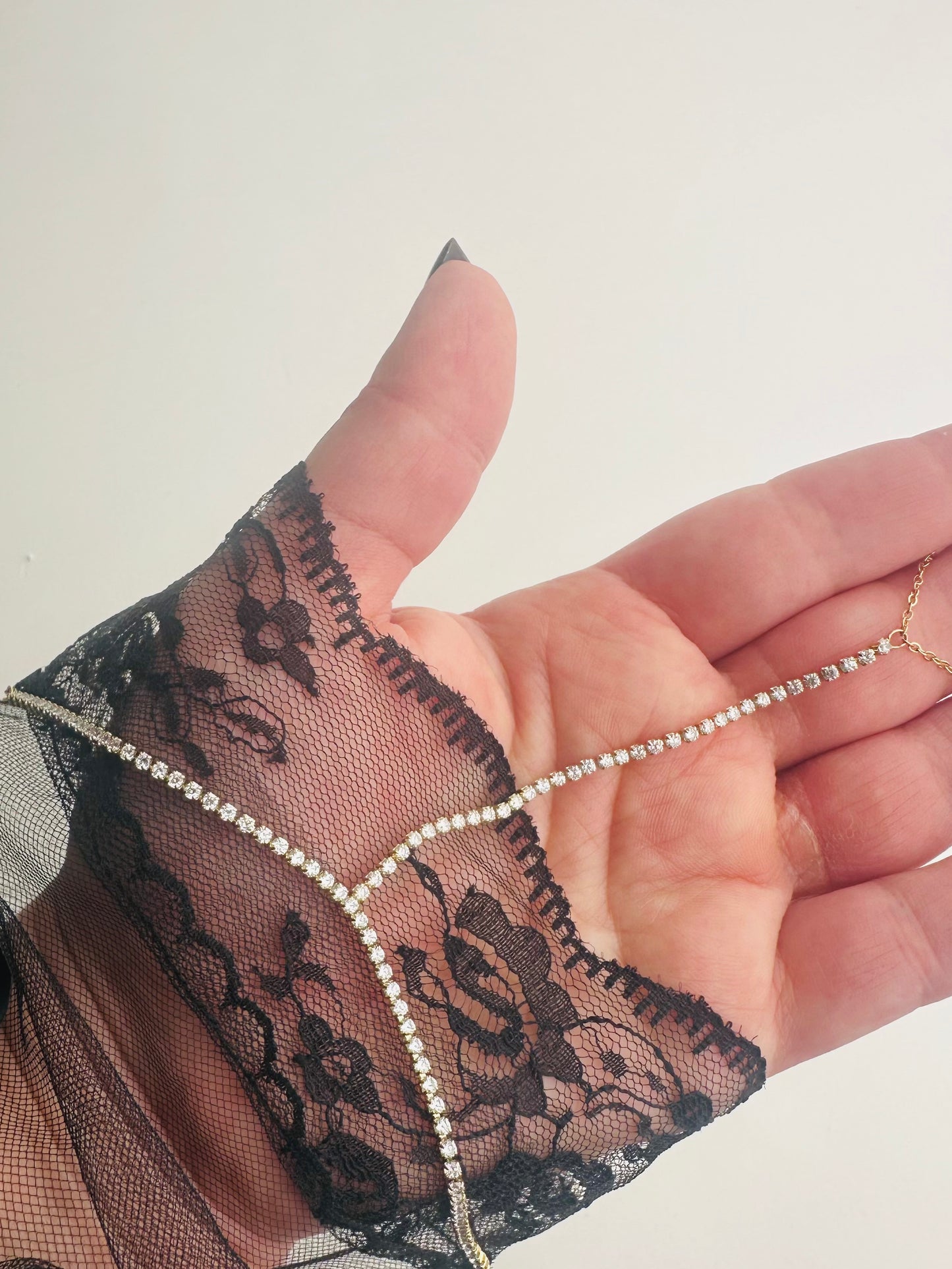 rivière de main en acier inoxydable et strass 